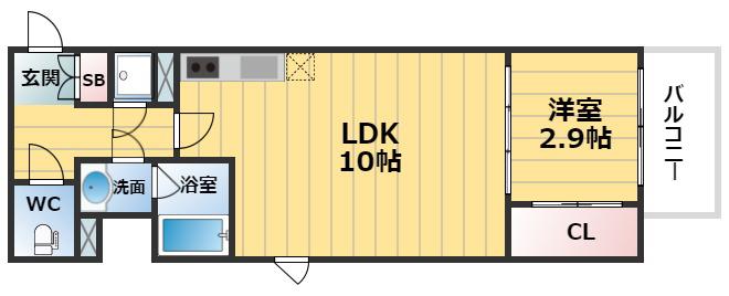 シーズンフラッツ阿波座(1LDK/11階)の間取り写真