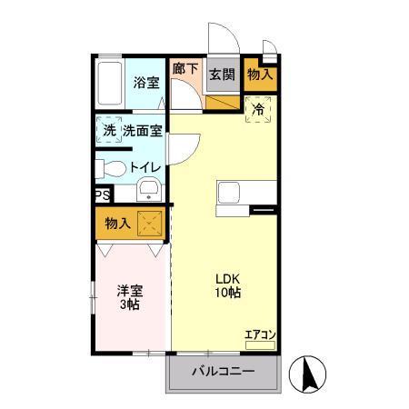 ホワイトミーティア A棟(1LDK/1階)の間取り写真
