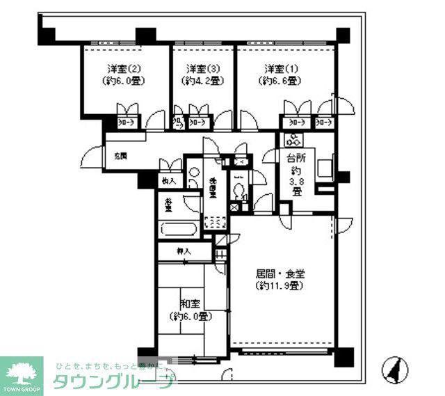 パティオ本牧(4LDK/3階)の間取り写真