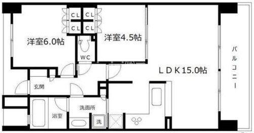 ザ・大阪レジデンス梅田(2LDK/13階)の間取り写真