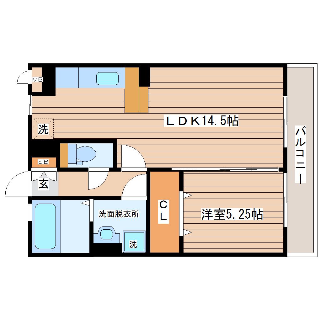 イリエール九番館(1LDK/2階)の間取り写真