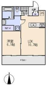 フラットヒル大和II(1LDK/3階)の間取り写真