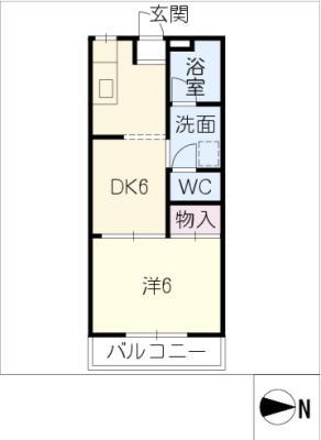 リバーシティ安井(1DK/1階)の間取り写真