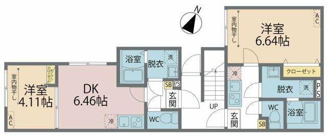 カインドネス新座ノース(1K/1階)の間取り写真