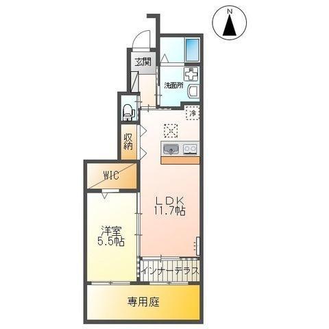 レリビィ(1LDK/1階)の間取り写真
