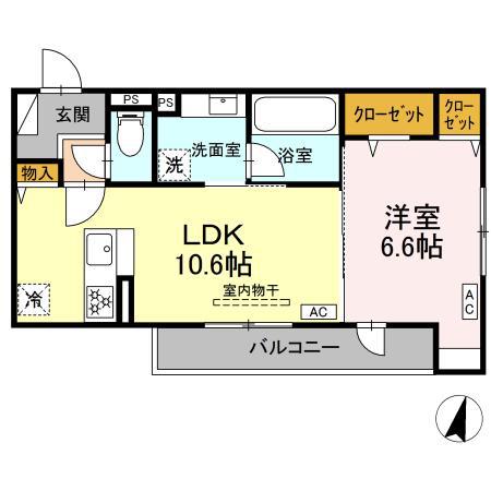 ブルマーレ湘南台(1LDK/2階)の間取り写真