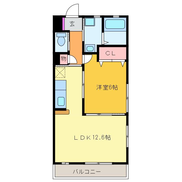 ITEMOTO下堀III(1LDK/3階)の間取り写真