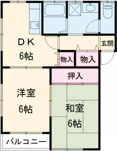 アットフィールド(2DK/1階)の間取り写真