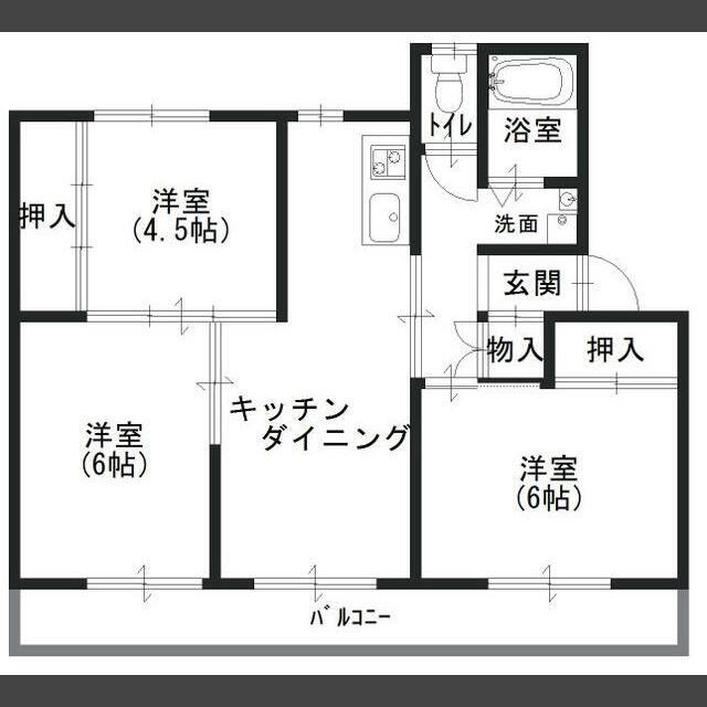ヴィラナリー志度3号棟(3DK/3階)の間取り写真