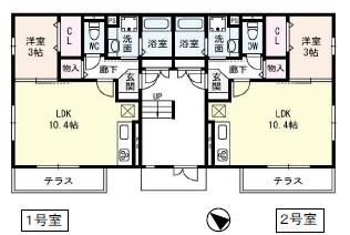 ラメゾンピック和泉中央(1LDK/3階)の間取り写真