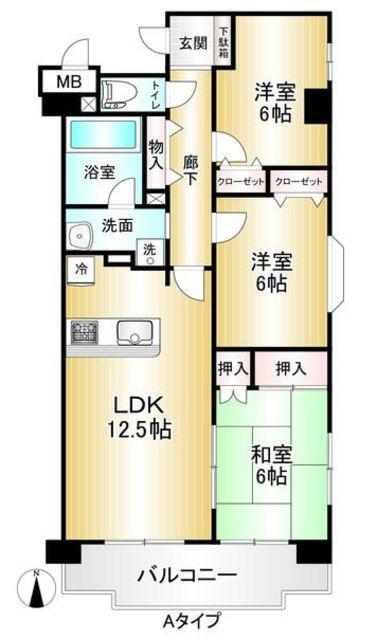 ライフステージ武蔵野(3LDK/4階)の間取り写真