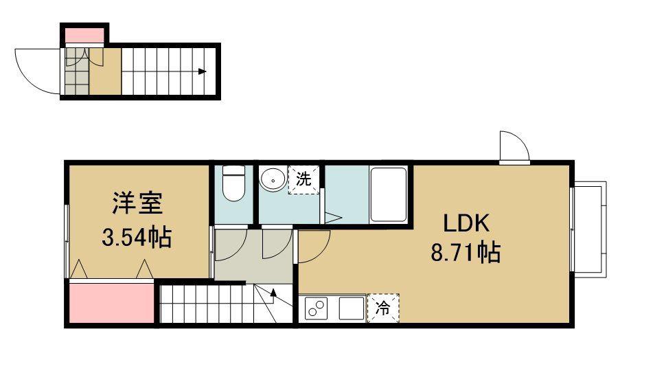 ＪＲ東北本線 東仙台駅 徒歩6分 2階建 新築(1LDK/2階)の間取り写真