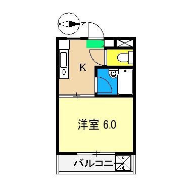 ネチズン山田(1K/2階)の間取り写真