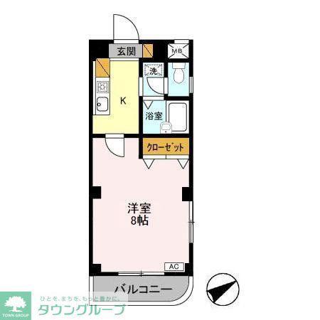 メゾンフローラ市川(1K/4階)の間取り写真