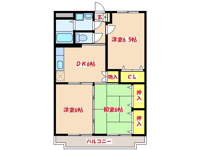 アネックスローズマンション(3DK/4階)の間取り写真