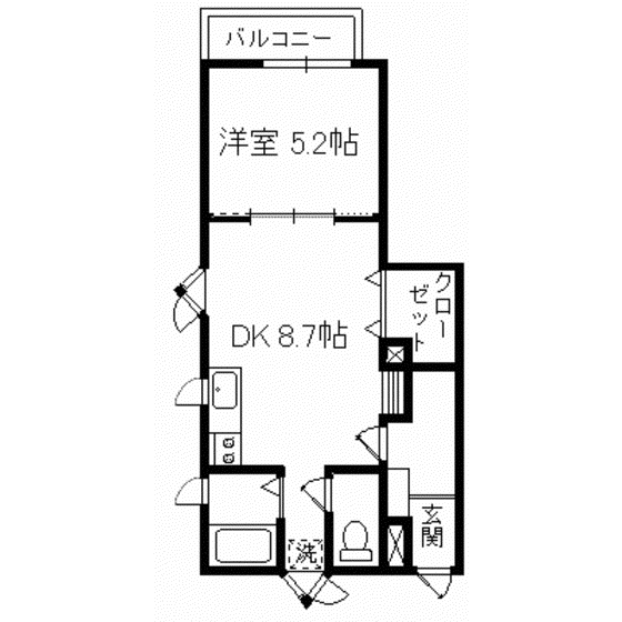 SUN OAK(1DK/1階)の間取り写真