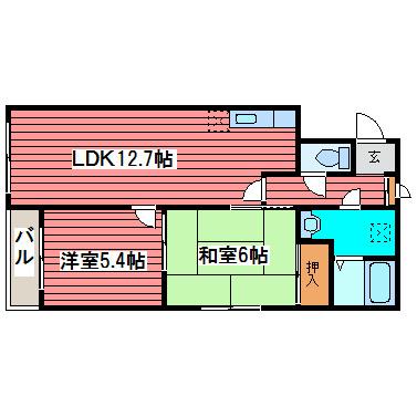 ディーバードルチェ(2LDK/3階)の間取り写真