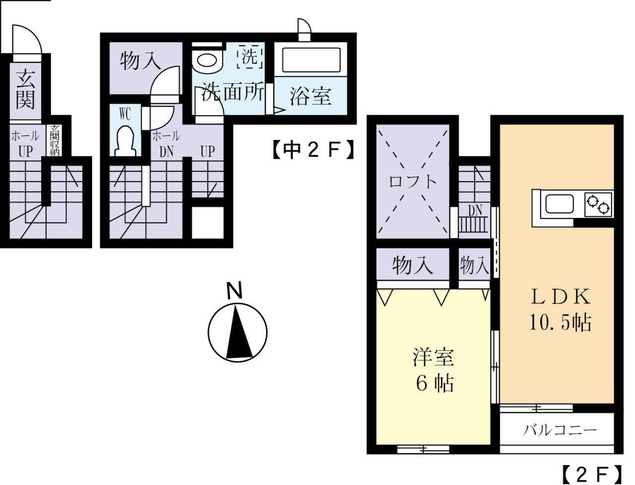 ヴィラージュ・ハル(1LDK/2階)の間取り写真
