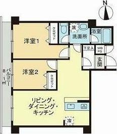 ライオンズマンション江田第3(2LDK/2階)の間取り写真