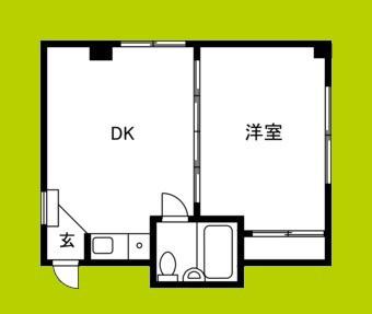 川瀬ビーンズハイツ(1DK/3階)の間取り写真
