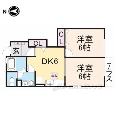 サニーレジデンスB(2DK/1階)の間取り写真