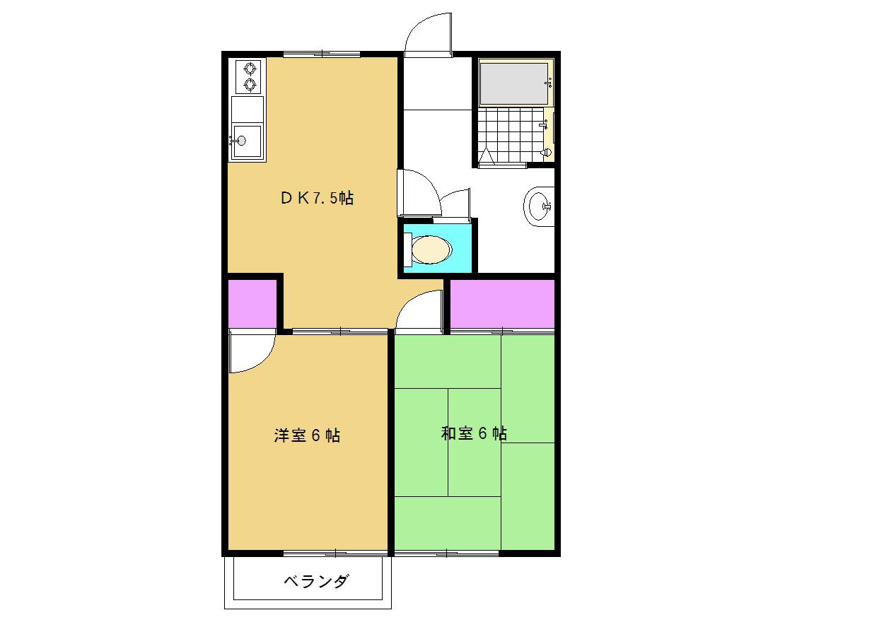メゾン霞(2DK/2階)の間取り写真