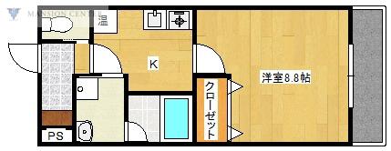サンヘルメス藤見(1K/3階)の間取り写真
