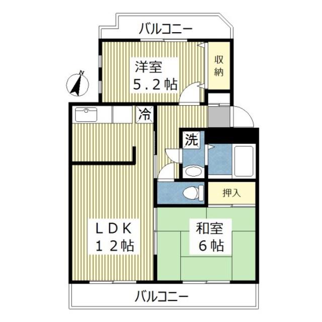 アルカディアII(2LDK/3階)の間取り写真