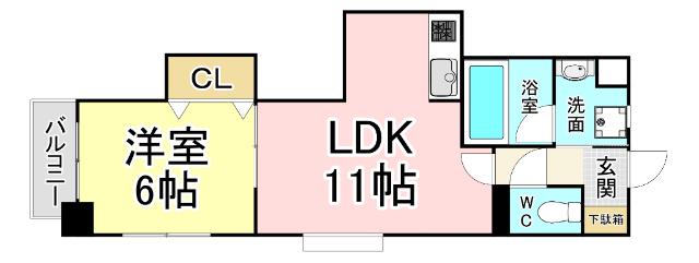 KSK嵐山コアビル(1LDK/6階)の間取り写真