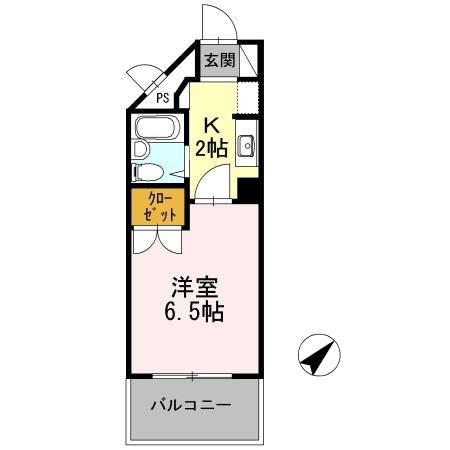 Kビル(1K/2階)の間取り写真