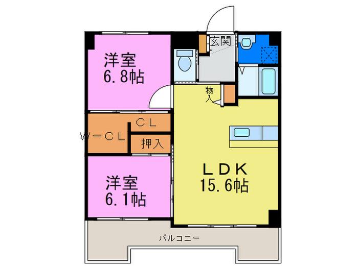 プリーモ天神(2LDK/7階)の間取り写真