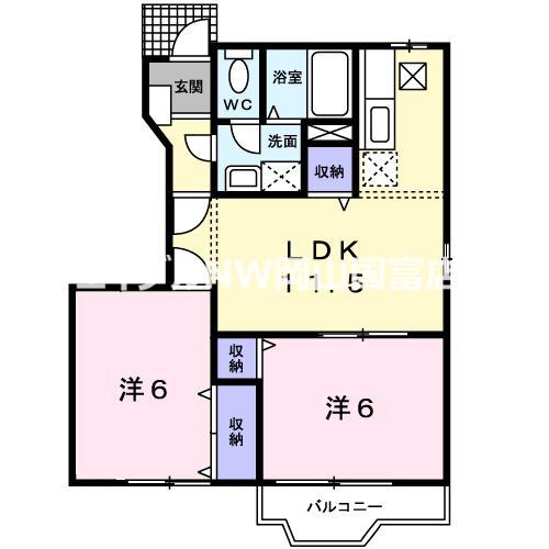 ジュネスコートT(2LDK/1階)の間取り写真