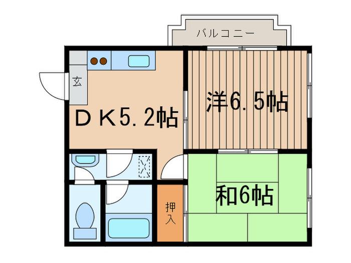 サクセス八日町(2DK/3階)の間取り写真