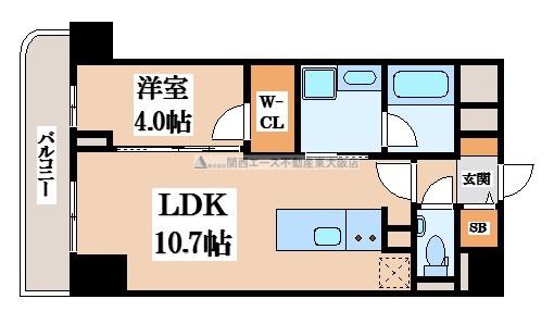 プレミアム菱屋西(1LDK/4階)の間取り写真