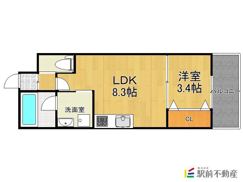 ラルヴェール試験場前I(1LDK/2階)の間取り写真