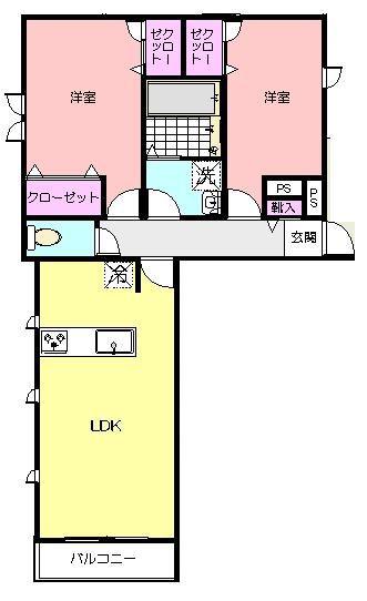 GRANDE PATIO(2LDK/2階)の間取り写真
