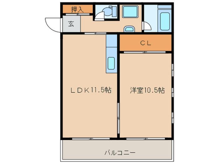 コーポ明幸(1LDK/3階)の間取り写真