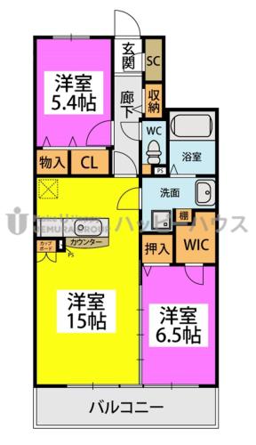 フェリシア(2LDK/2階)の間取り写真