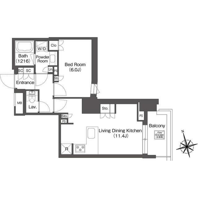 ミリアレジデンス浅草駒形 部屋番号0504(1LDK/5階)の間取り写真