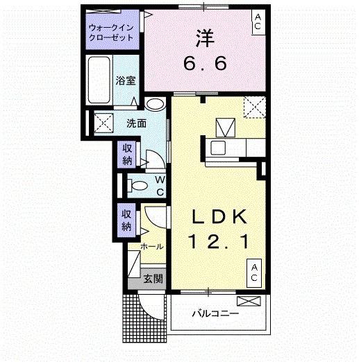 カーサ ベリンダII(1LDK/1階)の間取り写真