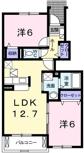 ノ-ス カレントII(2LDK/1階)の間取り写真