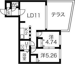 OTTIMO LIVELLO(2LDK/1階)の間取り写真