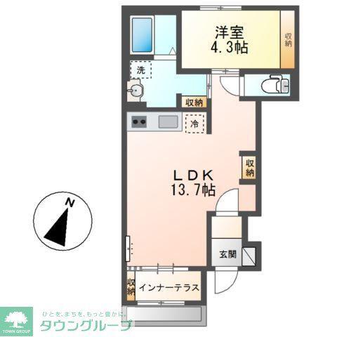 川崎市多摩区生田アパート(1LDK/1階)の間取り写真
