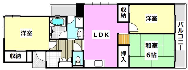 エクセルハイムII(3LDK/2階)の間取り写真