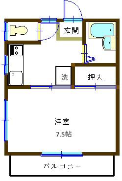 やすらぎ荘(1K/1階)の間取り写真