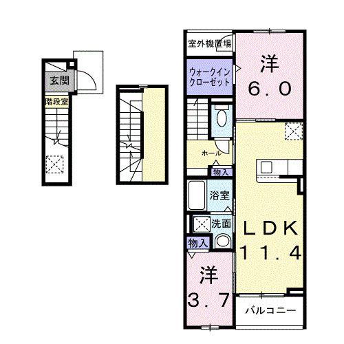 カーサルーチェ(2LDK/3階)の間取り写真