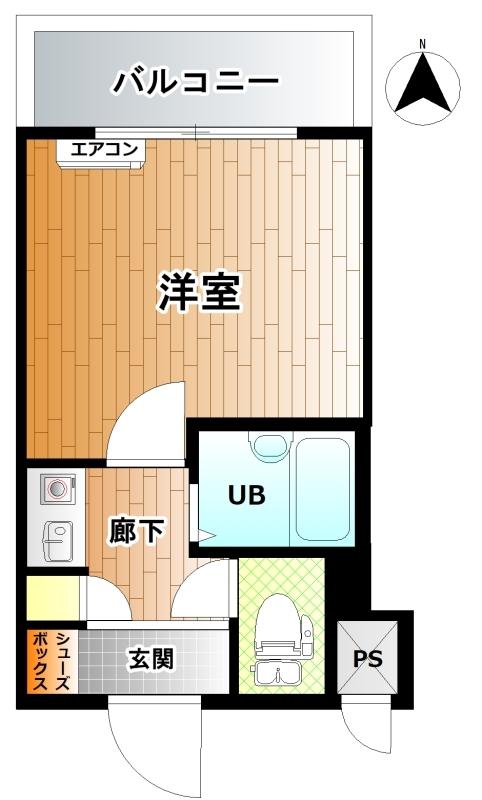 淡路ハイツ(1K/8階)の間取り写真
