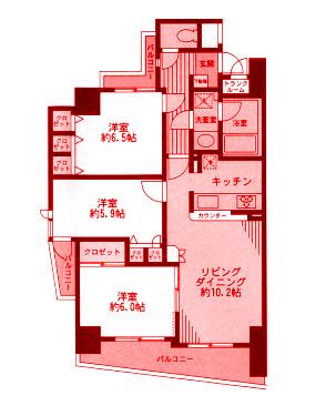 ナイスアーバン横浜プロムナード(3LDK/8階)の間取り写真
