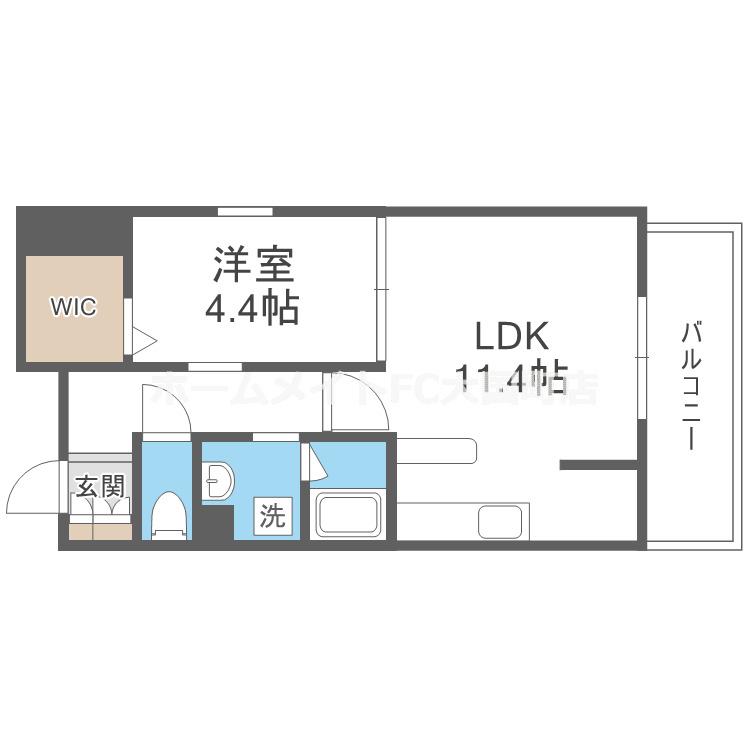 ロイジェント玉川(1LDK/4階)の間取り写真
