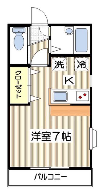 ヒッコリー(ワンルーム/1階)の間取り写真
